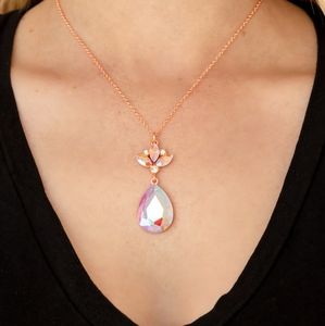 Dainty Tear drop gem rose Gold necklace